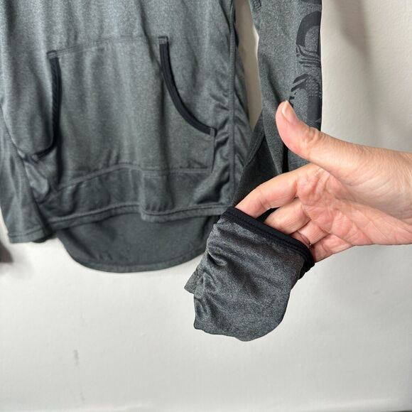 Reebok Gray Long Sleeve Light Hooded Pullover Running Shirt Front Pockets XS - Picture 4 of 11